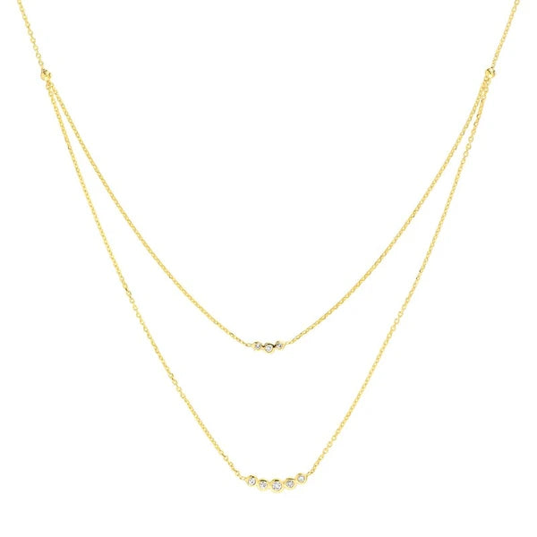 Graduating Diamond Bezels Duet Necklace