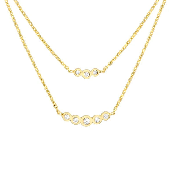 Graduating Diamond Bezels Duet Necklace