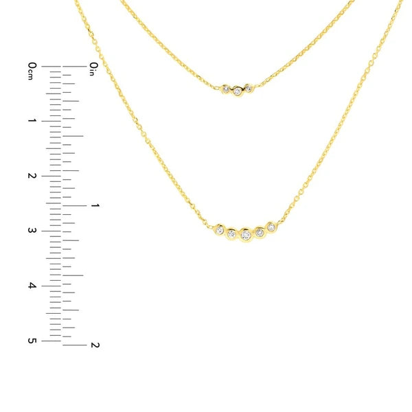 Graduating Diamond Bezels Duet Necklace