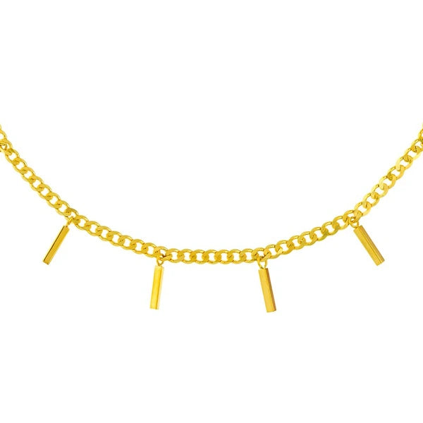 Bar Dangles on Open Curb Chain Anklet