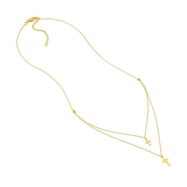 Duo Double Mini Cross Adjustable Necklace