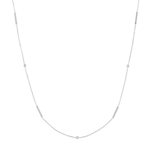 Diamond Bezel and Bar Station Necklace
