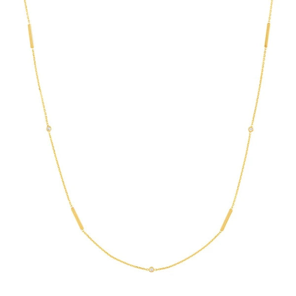 Diamond Bezel and Bar Station Necklace