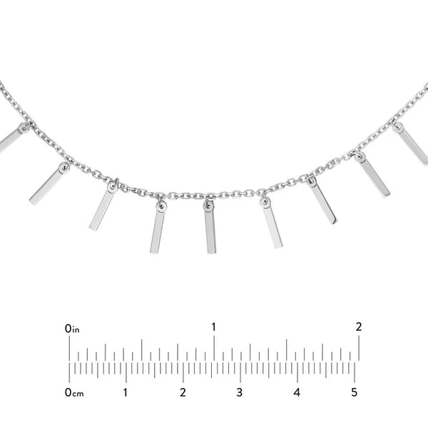 Sterling Silver Staple Bar Dangles Adjustable Choker