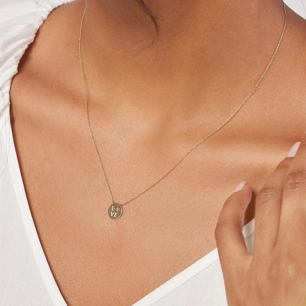 So You Cutout Heart/Love Mini Disc Adjustable Necklace