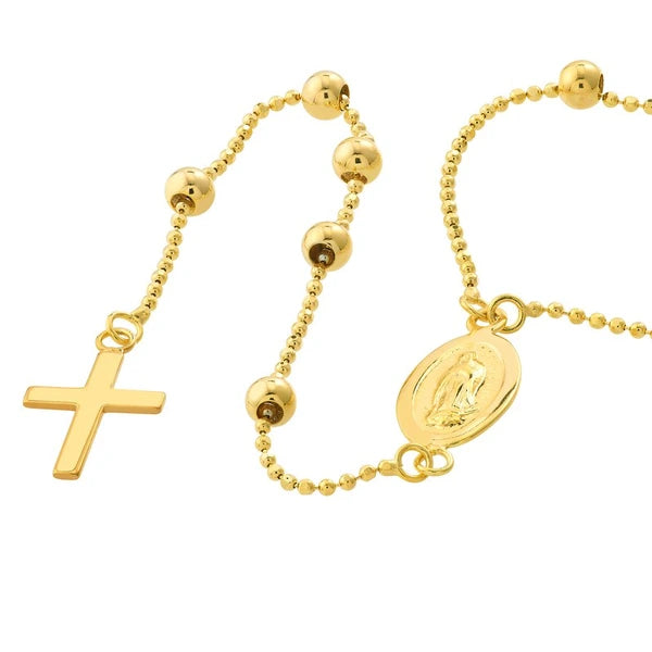 Virgin Mary with Cross Beaded Y-Necklace