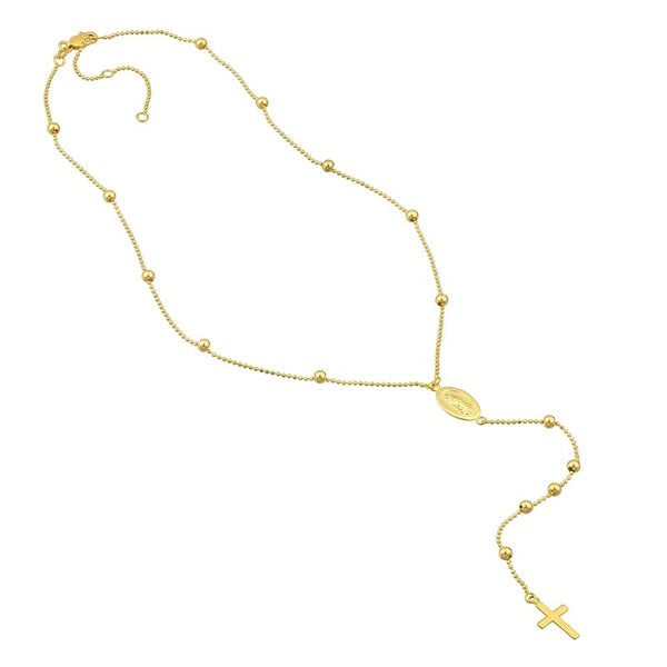 Virgin Mary with Cross Beaded Y-Necklace