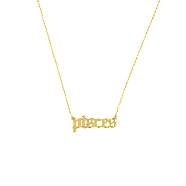 Gothic Pisces N/Ameplate Necklace