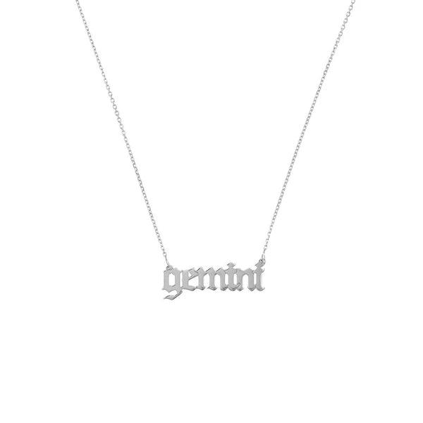 Gothic Gemini N/Ameplate Necklace