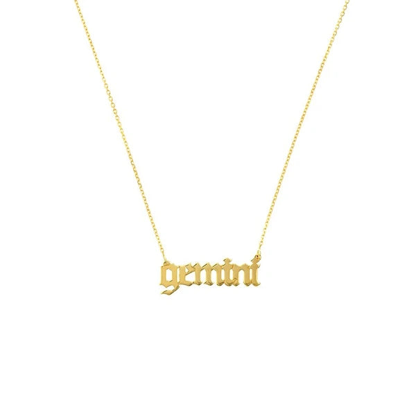 Gothic Gemini N/Ameplate Necklace