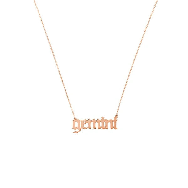 Gothic Gemini N/Ameplate Necklace