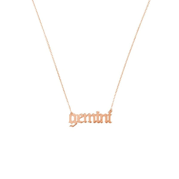 Gothic Gemini N/Ameplate Necklace