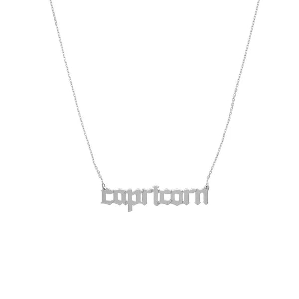 Gothic Capricorn N/Ameplate Necklace