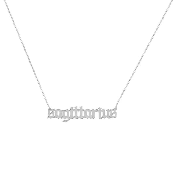 Gothic Sagittarius N/Ameplate Necklace