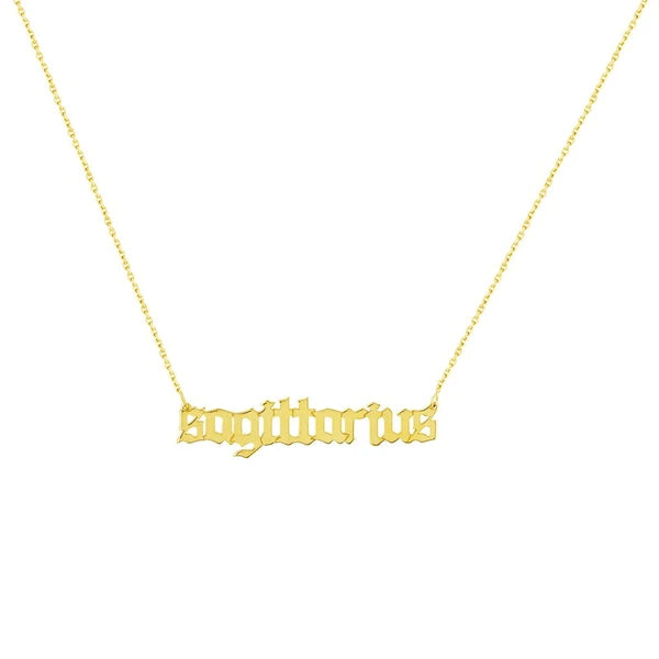 Gothic Sagittarius N/Ameplate Necklace