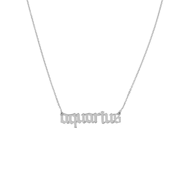 Gothic Aquarius N/Ameplate Necklace