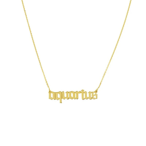 Gothic Aquarius N/Ameplate Necklace