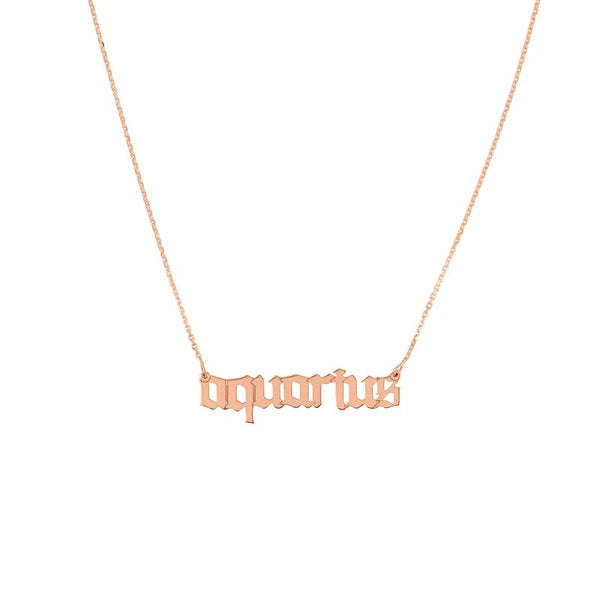Gothic Aquarius N/Ameplate Necklace