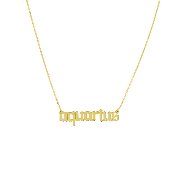 Gothic Aquarius N/Ameplate Necklace