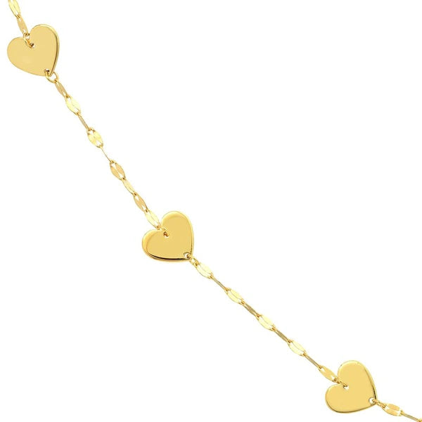 Adjustable Five Heart Stations Necklace