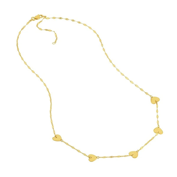 Adjustable Five Heart Stations Necklace