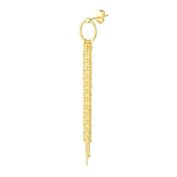 Open Circle Earrings with Diamond-Cut Bead Fringe