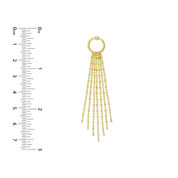 Open Circle Earrings with Diamond-Cut Bead Fringe