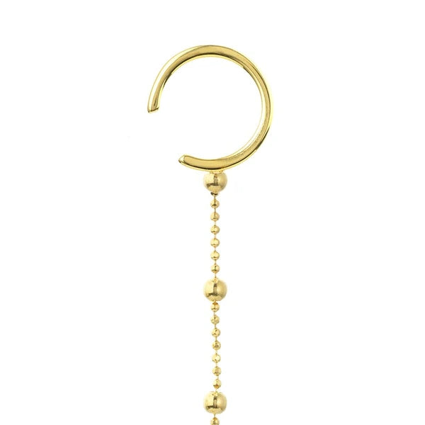 Saturn Chain Drape Earrings with Ear Cuff