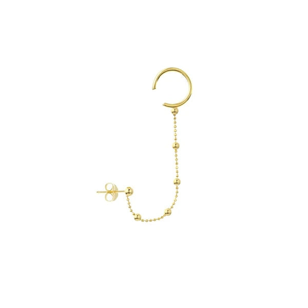 Saturn Chain Drape Earrings with Ear Cuff