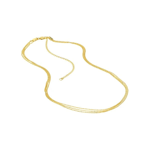 Triple Strand Bead Chain Adjustable Necklace