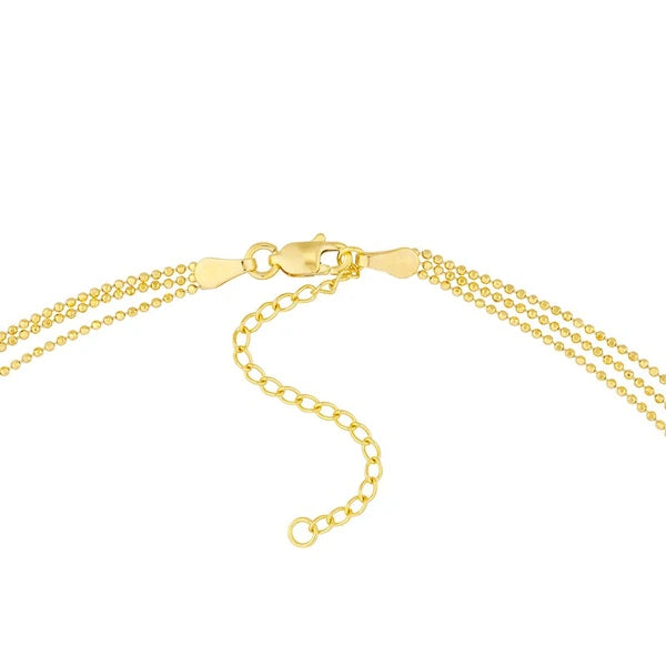 Triple Strand Bead Chain Adjustable Necklace