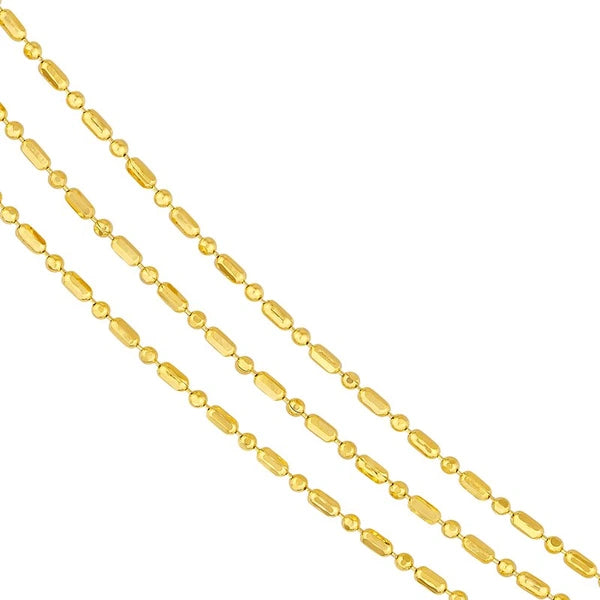 Triple Strand Bead & Rice Chain Adj. Necklace