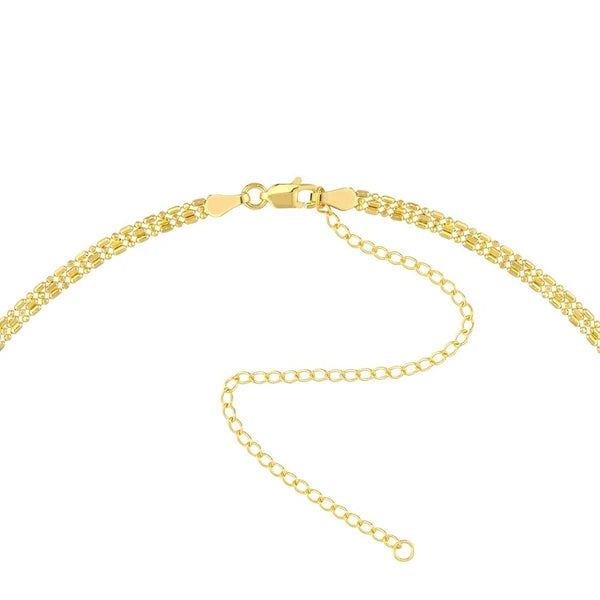 Triple Strand Bead & Rice Chain Adj. Necklace