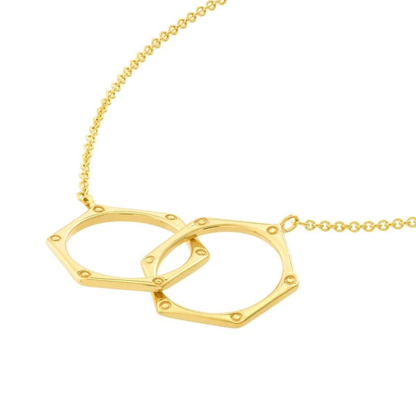 Interlocked Hexagon Rings Necklace