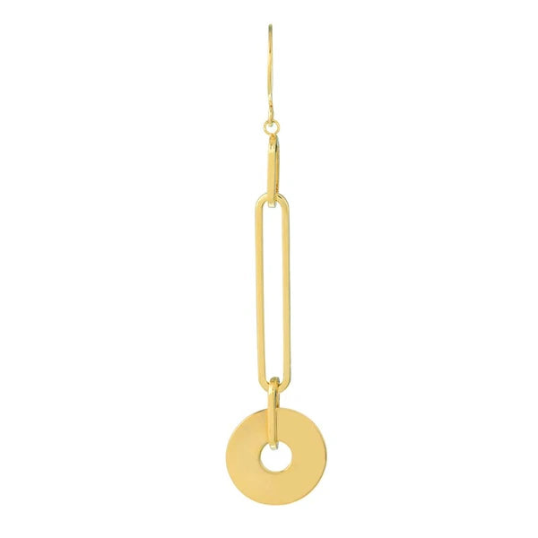 Paper Clip Chain and Disk Drop Earrings