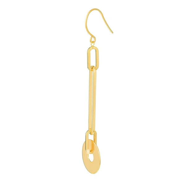 Paper Clip Chain and Disk Drop Earrings
