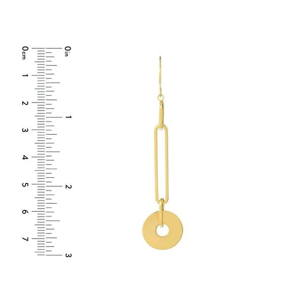 Paper Clip Chain and Disk Drop Earrings