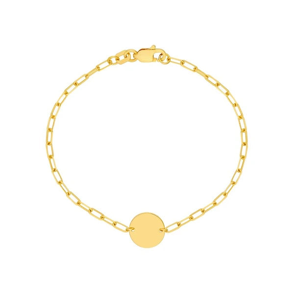 Kid's Paper Clip Chain Bracelet with Disc