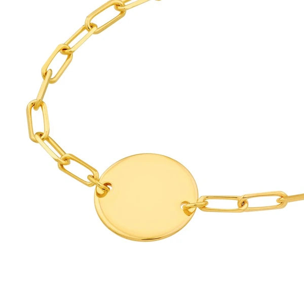 Kid's Paper Clip Chain Bracelet with Disc