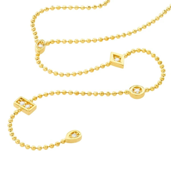 Diamond Y-Necklace with Geometric Elements
