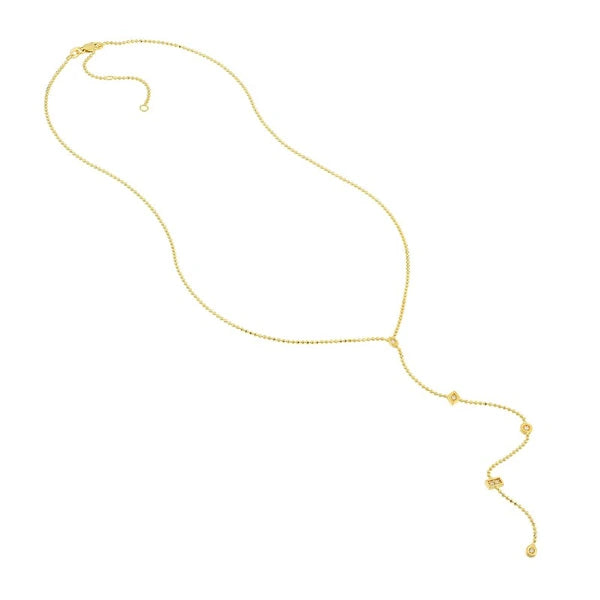 Diamond Y-Necklace with Geometric Elements