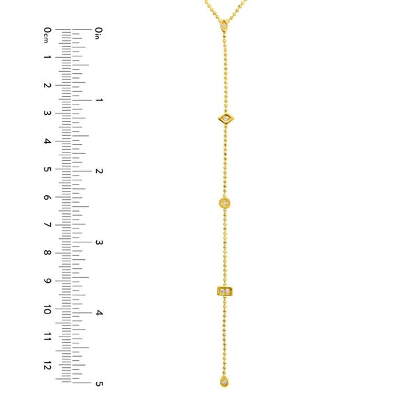 Diamond Y-Necklace with Geometric Elements
