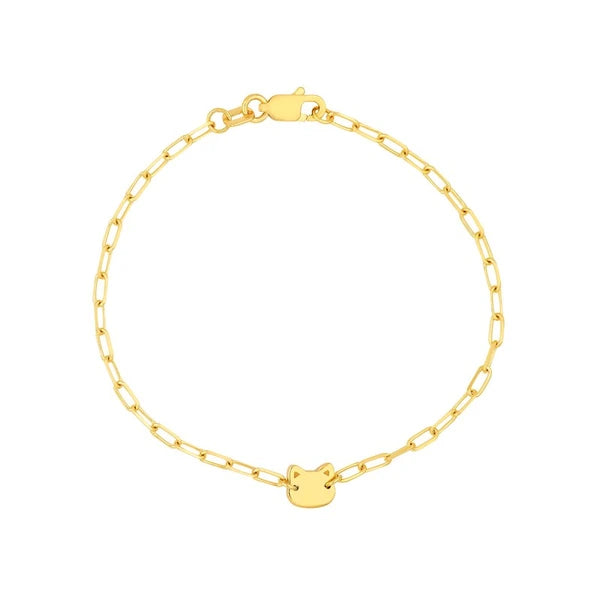 Kid's Paper Clip Chain Bracelet with Cat
