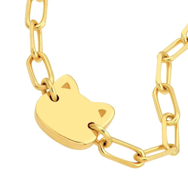 Kid's Paper Clip Chain Bracelet with Cat