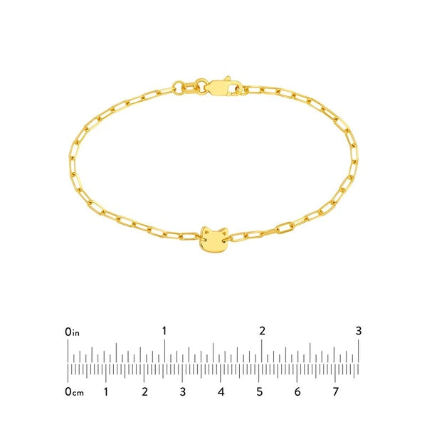 Kid's Paper Clip Chain Bracelet with Cat