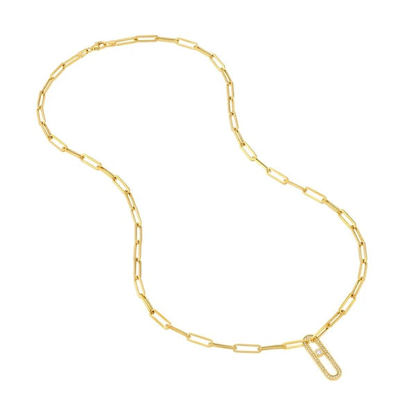Diamond Pavé Link Paper Clip Necklace