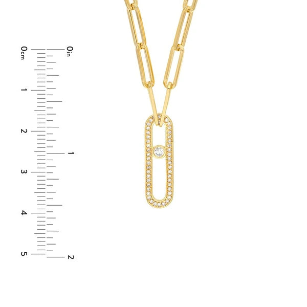 Diamond Pavé Link Paper Clip Necklace