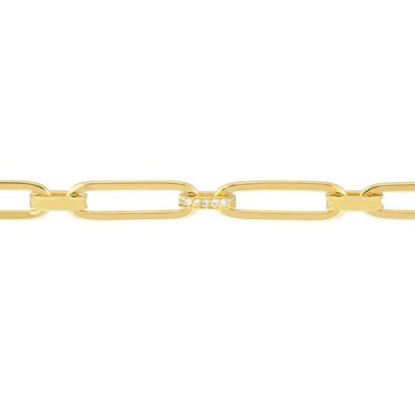 Pavé Diamond Accented Paper Clip Chain Bracelet