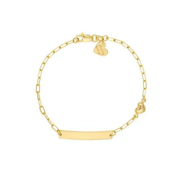 Kid's Paper Clip Chain ID Bracelet with Heart
