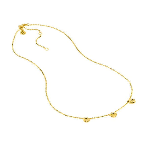 Mommy Loves You Triple Puff Heart Adj. Necklace